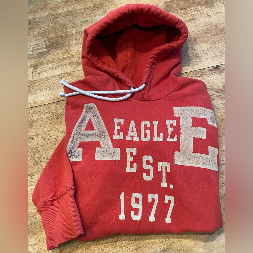 American Eagle Outfitters Adult Small Burnt Orange Graphic Hoodie W/ Front Pouch